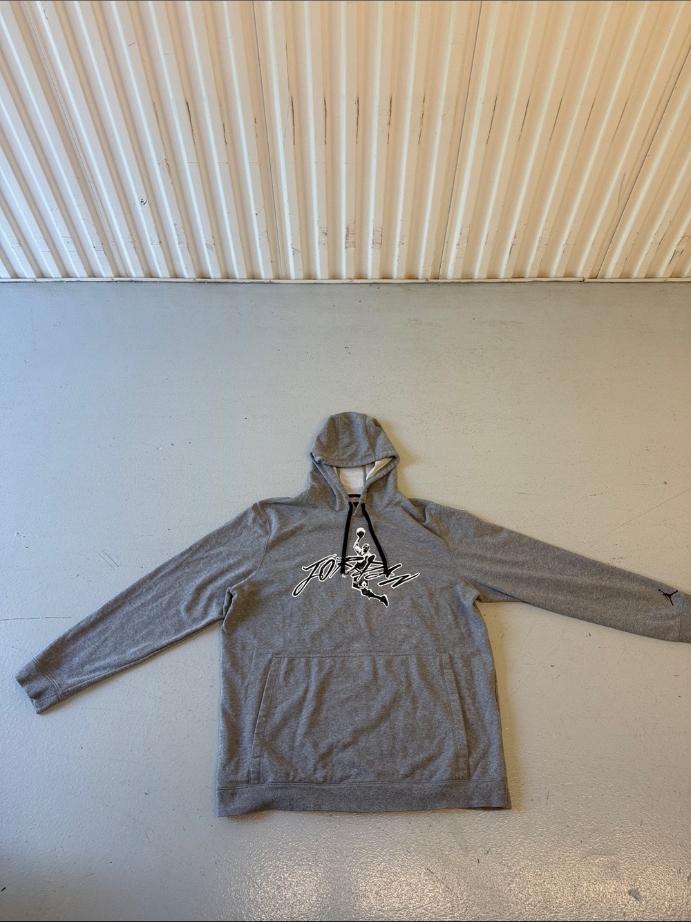 Jordan Gray Pullover Hoodie with Script Jumpman Logo